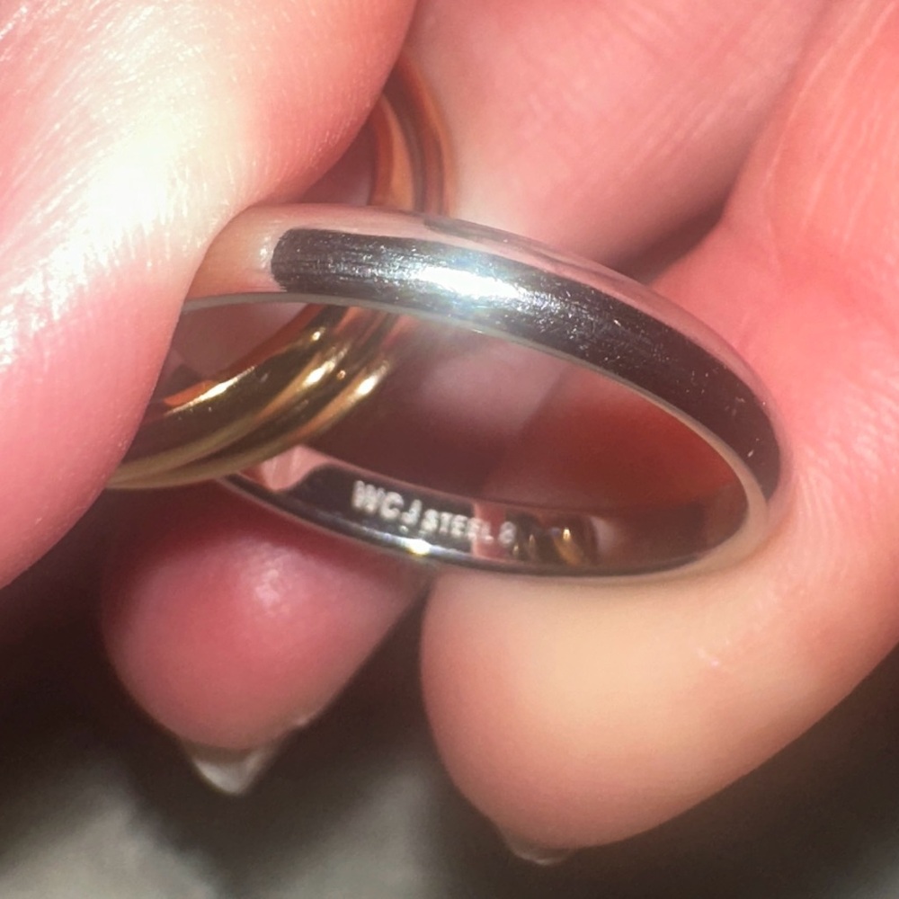 Classic Three-Tone Gold, Rose Gold, Silver Triple Ring - Women Jewelry - Picture 4 of 4